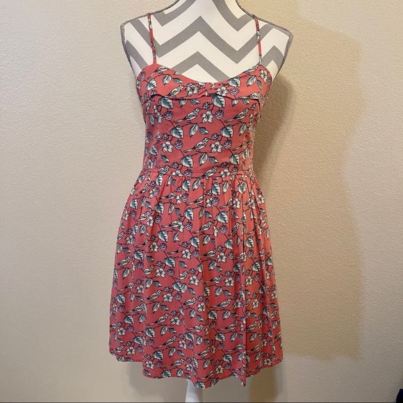 LC Lauren Conrad Dresses & Skirts - LC Lauren Conrad Pink Bird Floral Bow Dress 6
